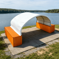 Abri de garage en métal robuste 40x40 pieds avec double treillis, dôme conteneur, mur arrière et auvent pour voiture