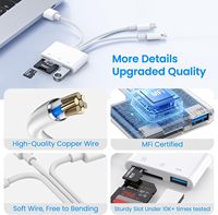 Lecteur de cartes 3 en 1, adaptateur OTG, câble Type-C, clé USB, appareil photo, adaptateur pour carte mémoire TF et SD, pour téléphone, tablette et ordinateur portable