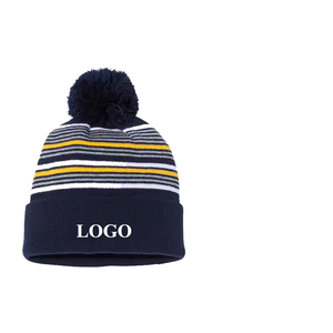 Gorro de Punto con Pompón Deportivo, Gorro de Invierno con Puño Acanalado, Gorro Personalizado con Logotipo Bordado - Product Image 1