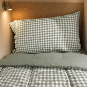 Juego de Ropa de Cama para Caravana 100% Algodón Stonewashed Gingham Todo en Uno, <span class=keywords><strong>Funda</strong></span> de Edredón y <span class=keywords><strong>Funda</strong></span> de Almohada para Litera, Ropa de Cama para Camping al por Mayor - Product Image 4