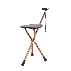 Wei Xuan Aluminum Alloy Walking Stick <b>Stool</b> 5-Level <b>Height</b> <b>Adjustable</b> Folding Chair For Elderly Non-Slip Seat - Product Image 2