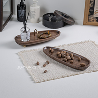Plateau à bijoux en bois de noyer et laiton avec incrustations, organisateur de présentation pour colliers, boucles d'oreilles et bagues