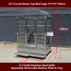 Cage à oiseaux extra-large en acier inoxydable, volière robuste pour perroquets et calopsittes avec plateau amovible - Product Image 6
