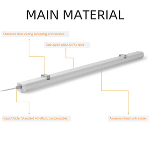 Luminaria LED Tri-Proof OEM de 0.6m, 1.2m, 1.5m con Conexión Rápida, Cubierta de PC y Resistencia al Vapor IP65 - Product Image 2