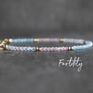 <strong>Fertility</strong> Faceted Crystal Beads <strong>Bracelet</strong> Rose Quartz Moonstone Aquamarine <strong>Bracelets</strong> Pregnancy IVF Gift Mom - Product Image 2