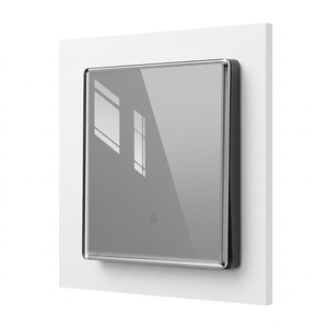 Interruptor de Luz de Parede KESHIQI Padrão UK, Painel de Vidro Cristal Durável Cinza, AC 110V~250V, Controlador de Botão de Pressão, 1 Gangue 2 Vias 16A - Product Image 1