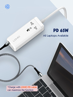 LDNIO SC1418 soket pengisi daya kabel ekstensi Desktop, adaptor ponsel tipe C 4 USB EU UK US 65W
