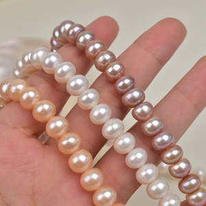 WENCHI 1206 Cuentas Planas Blancas Naturales de 9-10 mm, Perlas de Agua Dulce Reales para Collares, Accesorios de Joyería - Product Image 6