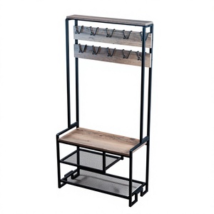 coat rack with <b>shoe</b> bench industrial hall tree coat stand with shelf metal coat rack <b>shoe</b> bench coat rack - Product Image 1