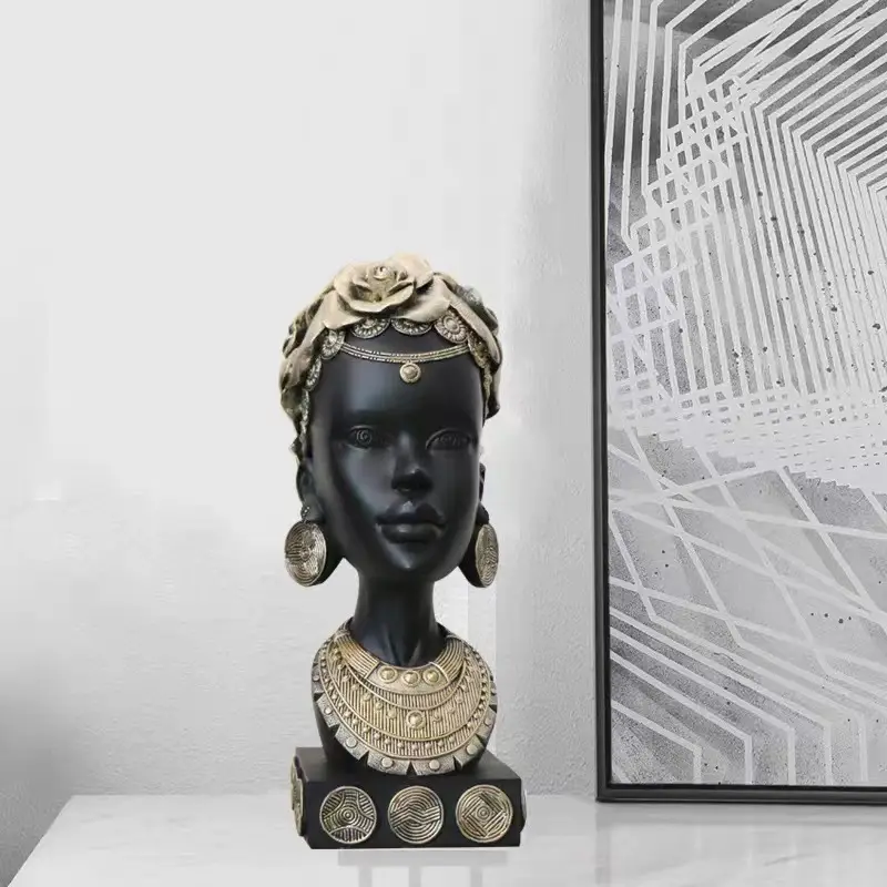 Creative Art Sculpture African Ethnic Ornament Home Living Room Retro Resin Ornament Crafts desktop ornament home decoration