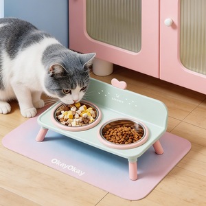 Bol de soutien pour le cou des animaux de compagnie, en acier inoxydable, anti-renversement, double bol, station d'alimentation pour chiens et chats - Product Image 3