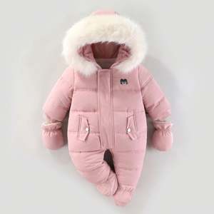 Venta al por mayor de peleles de bebé cálidos con capucha de lana bebé Onesie trajes ropa de invierno para recién nacido bebé traje de nieve - Product Image 5