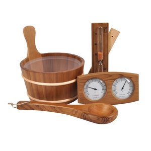 Louches en bois 4L au design moderne et seau de spa pour les raccords de salle de sauna à vapeur sèche avec poêle à sauna et panneau de commande - Product Image 1
