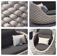 Ensemble de canapés et fauteuils de patio en rotin tressé nordique populaire, avec structure en aluminium, résistant aux intempéries, pour cour et terrasse