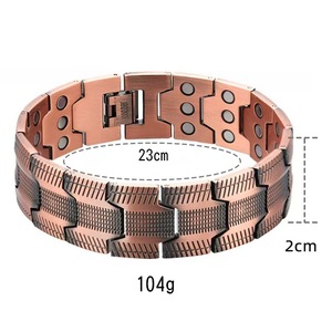 Pulsera de Cobre para Hombre, Estilo Europeo Americano, con Diseño de Cobre Rojo Antiguo, Tres Hileras de Imanes, Ideal para Regalo - Product Image 2