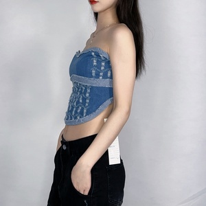 Nuevo Top Casual de Moda para Chicas, Sexy y Moderno, de Mezclilla sin Mangas, Corto - Product Image 3