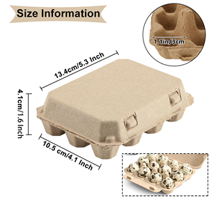 Caja de Cartón para Huevos de Codorniz, Bandeja de Papel para 12 Huevos, Embalaje Ecológico de Bagazo de Caña de Azúcar para Huevos de Codorniz - Product Image 2