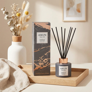 Aikun Online Shop 120ml Matte Glass <b>Reed</b> <b>Diffuser</b> Gift Set Sticker Logo Marble Box Low MOQ Fast Reply Any Lasting Scent For Home - Product Image 1