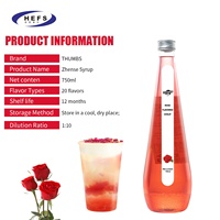 Ingrédients liquides de sirop aromatisé à la rose rouge de 750ml pour café, cocktail, smoothie, soda, lait, thé, utilisation dans une bouteille