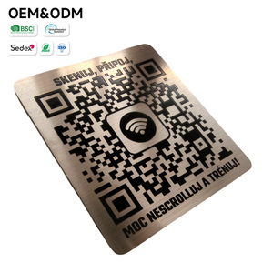 Plaque signalétique en acier inoxydable brossé avec code QR facile à nettoyer, connexion Wi-Fi, pour salle de <span class=keywords><strong>sport</strong></span> publique, magasin, signalisation de trafic, gravure SS - Product Image 1