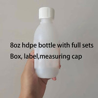 Botella de Plástico HDPE de 250 ml (8 oz) para Envasado de Soluciones Orales, con Tapa Blanca CRC, para Jarabes Farmacéuticos, Toseina 2 mg/ml, Producto Más Vendido