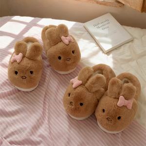 XIXITIAO Pantuflas de Conejo de Orejas Largas con Lazo para Mujer, Pantuflas de Casa de Felpa Cálidas para Invierno, Antideslizantes y Acogedoras para Interiores - Product Image 4
