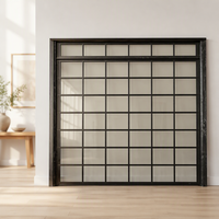 Porte de garage sectionnelle moderne à cadre fin et vue panoramique en verre, en aluminium anodisé et verre trempé, pour extérieur d'appartement
