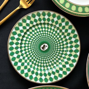 Germany fine en gros assiete porcelain floral chargers platter ramadan vaisselles ensemble nordic green dinner ceramic sets - Product Image 5