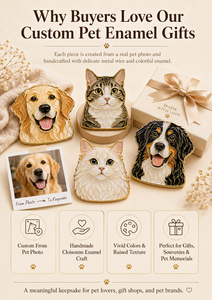 Llavero de esmalte cloisonné con retrato personalizado de mascota, imán conmemorativo personalizado para perro o gato, recuerdo hecho a mano - Product Image 4