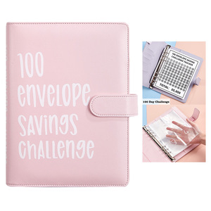Giá rẻ nhất A5 100 Phong Bì tiền tiết kiệm thách thức chất kết dính, PU bìa rời lá chương trình nghị sự máy tính xách tay, 100 ngày tiết kiệm thách thức chất kết dính - Product Image 2