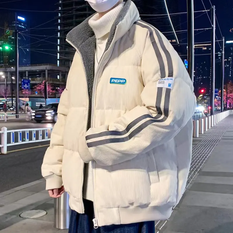 Легкий пуховик, Мужская зимняя одежда, новинка 2022, трендовая утепленная короткая Вельветовая куртка с воротником-стойкой, мужская куртка на утином пуху