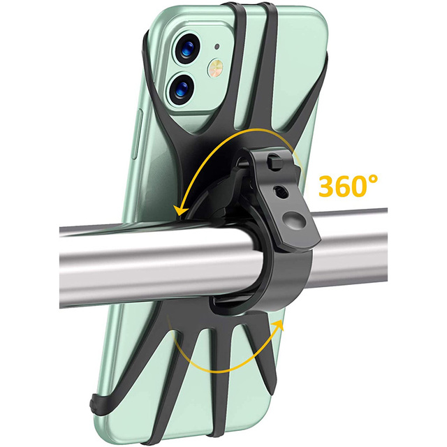 360° Silicone Rotatable Call Phone Holder Mount Clamp for Stroller Electric Bicycle Motorcycle Bike Resistant Binding-for Usage