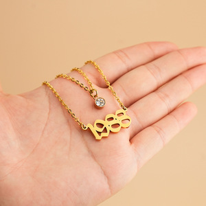 Vendita calda delle donne delle ragazze <span class=keywords><strong>regalo</strong></span> 1988 anniversario anno di <span class=keywords><strong>nascita</strong></span> collana 18K oro placcato con pietra portafortuna - Product Image 3