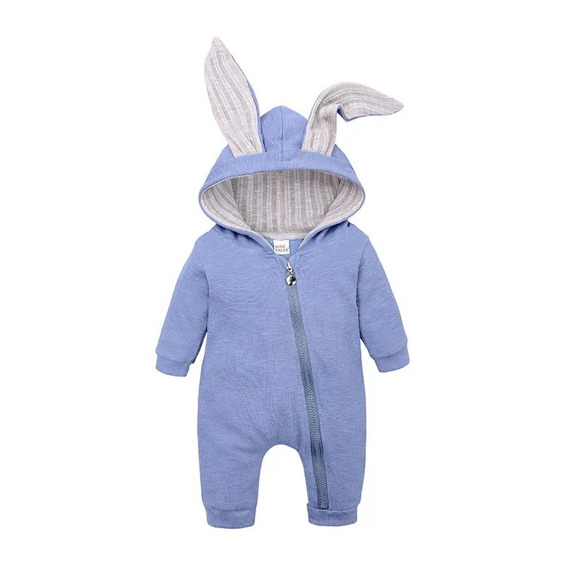 Одежда для маленьких мальчиков и девочек на первую Пасху толстовка с длинными ушками кролика симпатичный комбинезон цельный костюм на Хэллоуин с 3D кроличьими ушками