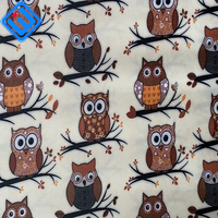 Tissu sergé satiné enduit PVC imprimé hibou en gros |   Tissu doux 100% polyester pour sacs et ameublement pour filles |   Approvisionnement d'usine