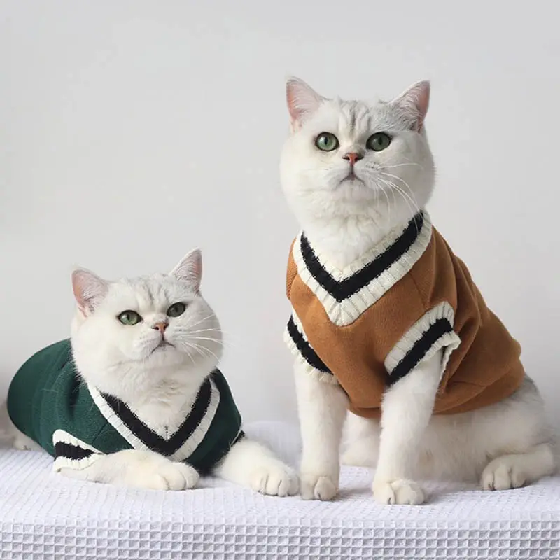 Sweater anjing Pullover, pakaian hewan peliharaan musim dingin untuk anjing peliharaan rompi kucing jaket anak anjing pakaian kucing hewan peliharaan kostum kucing produk anjing Natal
