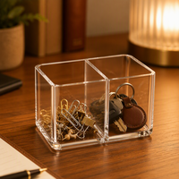 Boîte de bureau double compartiment en acrylique Calic, transparente, 2 compartiments, organisateur pour pinces et clés, taille personnalisée, OEM, vente en gros