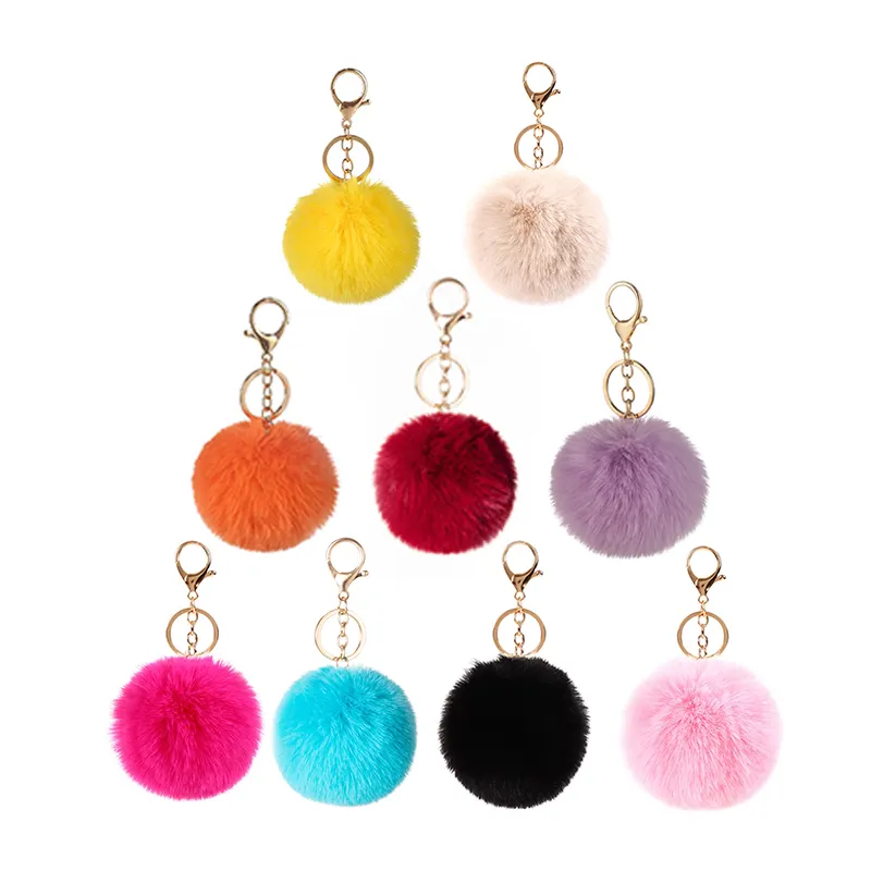 LLavero de Bola de Pelo con pompón multicolor, joyería colgante para bolso de coche, venta al por mayor