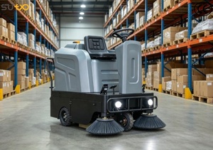 Battery Powered Ride on Floor Sweeper 1250mm Industrial Cleaning Machine for Warehouse Factory Parking Lot Property <strong>Management</strong> - Product Image 2