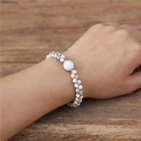 Yoga fait à la main tressé Double couches 4mm blanc Turquoise Howlite perlé Bracelets bohème pierre naturelle bijoux en gros