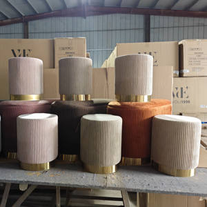 Ensemble de 3 poufs avec rangement, <span class=keywords><strong>en</strong></span> velours plissé, petit tabouret, tabouret rembourré pour la chambre à coucher, le salon, toutes les couleurs - Product Image 6