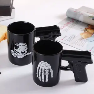 해적 권총 컵 크리 에이 티브 세라믹 총 핸들 3d 모델링 커피 머그잔 제조 업체