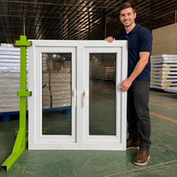 Ventanas con Aislamiento Térmico Contra Huracanes, Ventanas Abatibles de PVC con Vidrio Aislante, Impermeables, con Mosquitera para Casas y Villas