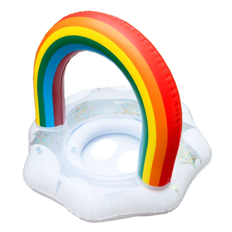 Summer Pool Safety Inflatable Swimming Circle Seat Kids Float Swimming Baby Swimming Boat Rainbow Swimming Rings