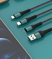 Kabel Pengisi Daya Portabel 3 in 1 untuk Perjalanan, Kabel Data dengan Micro Type C untuk iPhone 17 16 14 15 untuk Samsung Note 20 S23