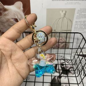 Acrylic Flower fairy Liquid Keychain with Oil Cartoon Girl Heart <b>Star</b> Fashion Keychain Bag Accessory Pendant Car Keyring - Product Image 6