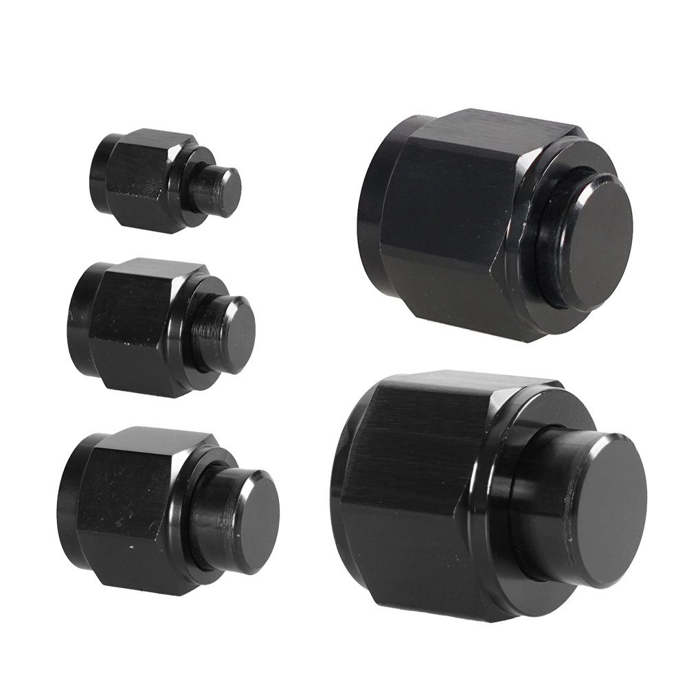 POSENG 4-Pack AN Flare Cap Set – 4AN, 6AN, 8AN, 10AN, 12AN Female Fuel Hose Block-Off Caps (Black)