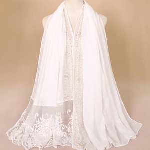 Caliente vender moda árabe encaje <span class=keywords><strong>pañuelo</strong></span> hijab mujeres color sólido Malasia musulmán hijab - Product Image 3