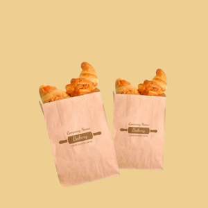 Sac à donuts en papier kraft brun de haute qualité, écologique, résistant à la graisse et à l'huile, pour pain, en-cas, biscuits, avec logo personnalisé - Product Image 4