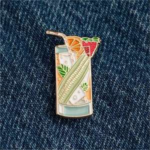 Personalizado colorido Metal bebidas esmalte elegante cóctel helado espumoso jugo de limón hoja de menta esmalte fiesta de noche <span class=keywords><strong>Pub</strong></span> Bar Pin - Product Image 5